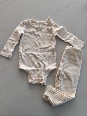 Colored Organics Cream Pointelle Long-Sleeve One-Piece with Pants